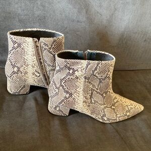 Corso Cómo Snake-Print Pointed Ankle Boots in Black & Cream